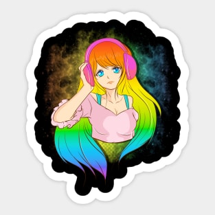 Japanese Anime Girl Rainbow Punk Kawaii Manga Sticker